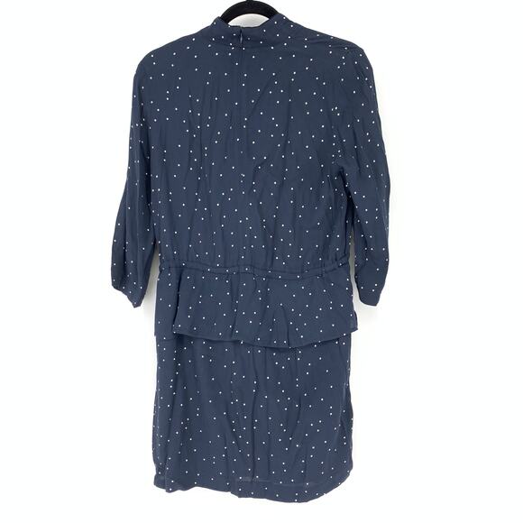 Ganni Women's Size 36 US S Blue Rosemont Crepe Dress Dotted Eclipse Full Zipped - Picture 3 of 8